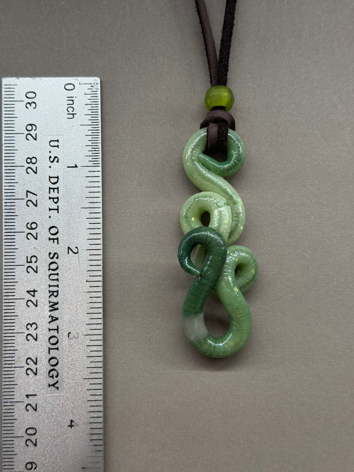 Lazwormus - Green Opal Insquirmary Worm Pendant 1