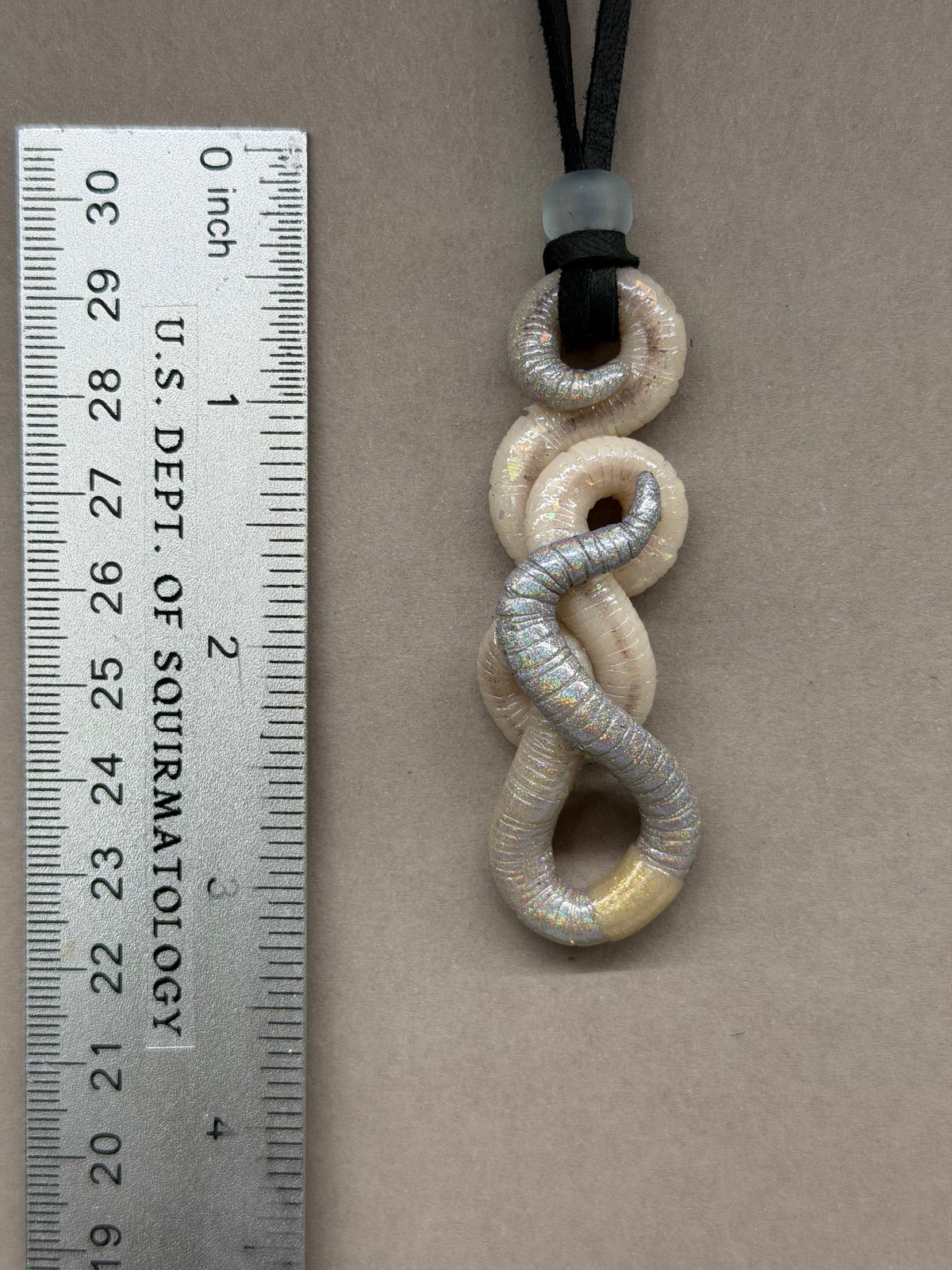 Billie Slimelash - Holographic-Headed Opal Worm Pendant 26