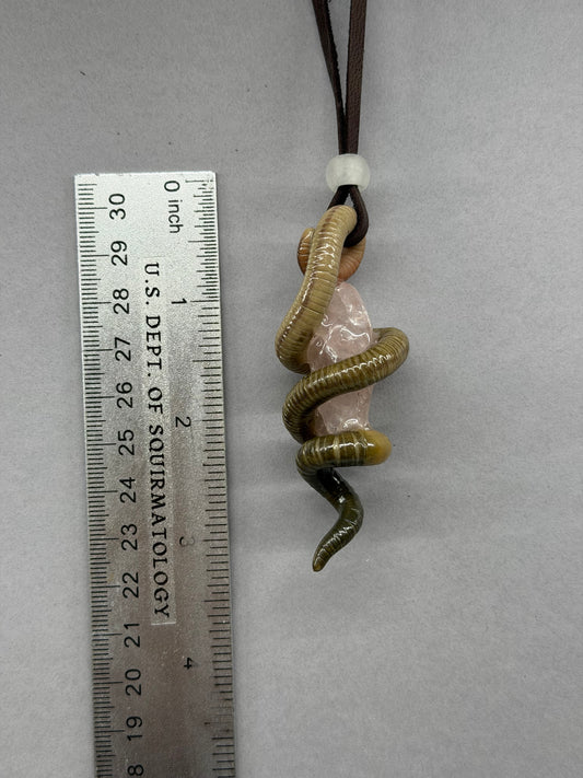Amelia Earthhart - Rose Quartz Worm Pendant 104
