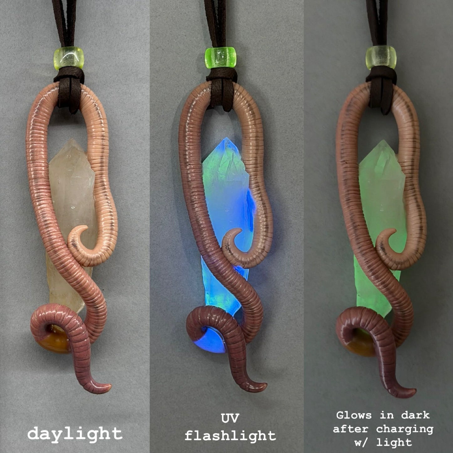 Aragworm Elessquirm, Heir of Isildworm, King of Gondworm and Wormnor - Quartz Point Worm Pendant 107