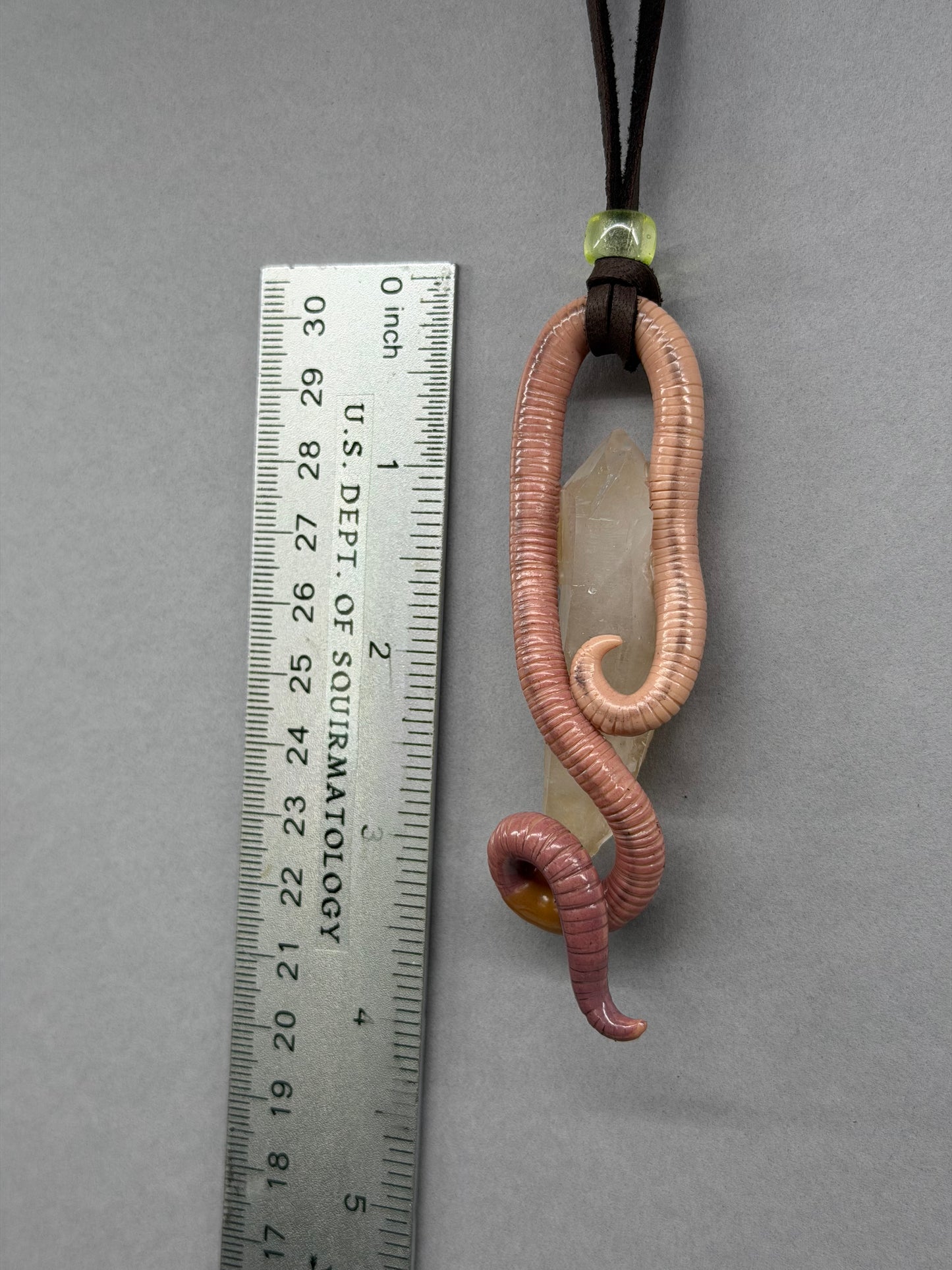 Aragworm Elessquirm, Heir of Isildworm, King of Gondworm and Wormnor - Quartz Point Worm Pendant 107