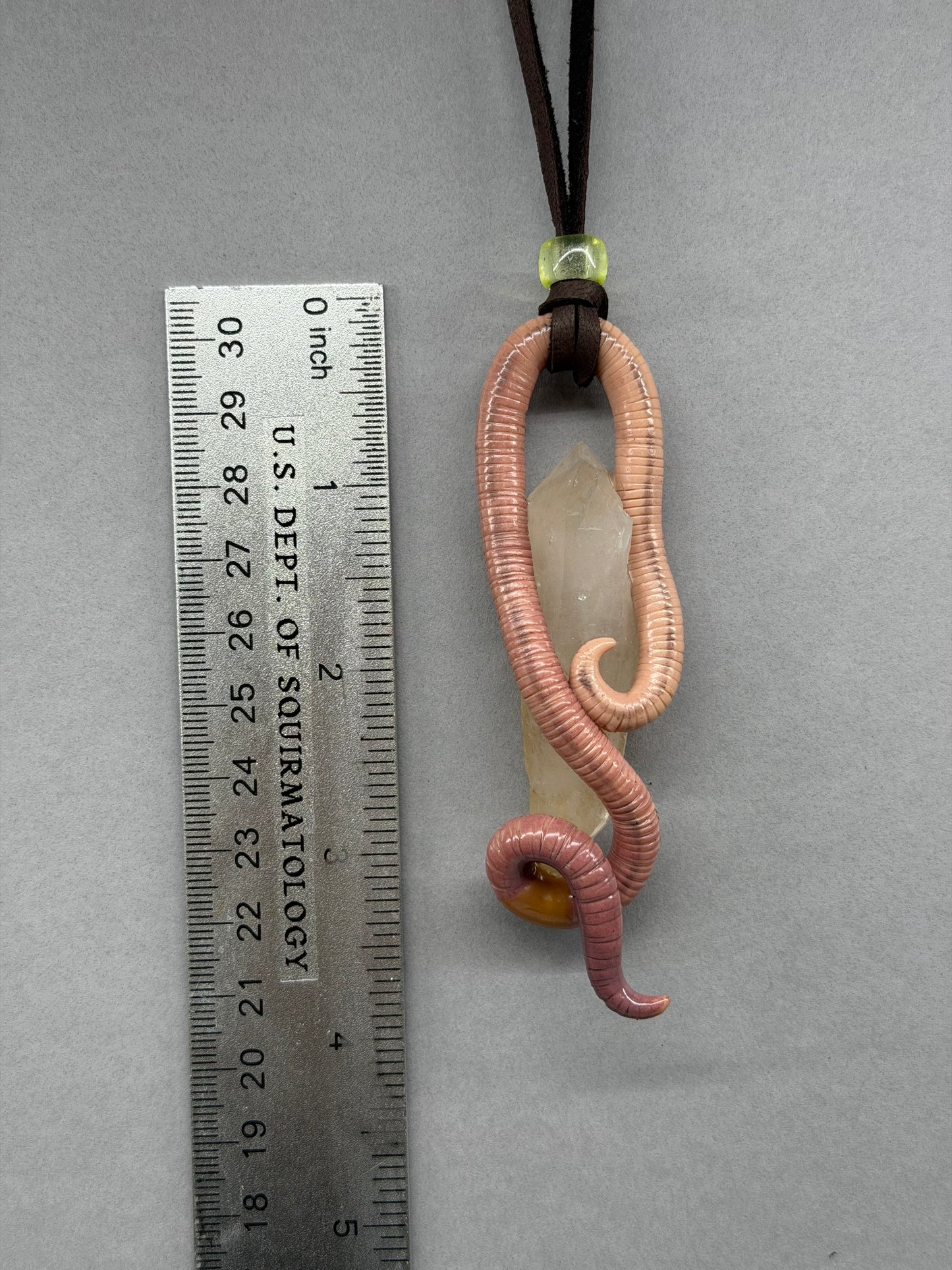 Aragworm Elessquirm, Heir of Isildworm, King of Gondworm and Wormnor - Quartz Point Worm Pendant 107