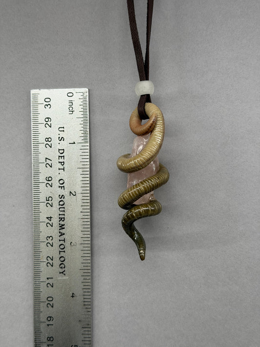 Amelia Earthhart - Rose Quartz Worm Pendant 104