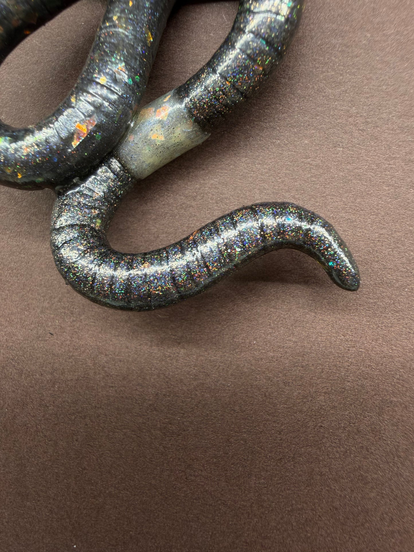 Compost Malone - Black Holographic Opal Worm Pendant 27