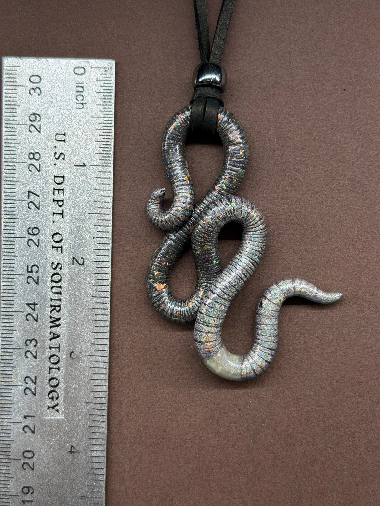 Billie Slimelash - Holographic Silver Worm Pendant 26