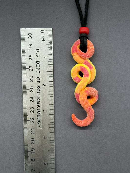 Jasper - Peach Ring Gummy Worm Pendant 32