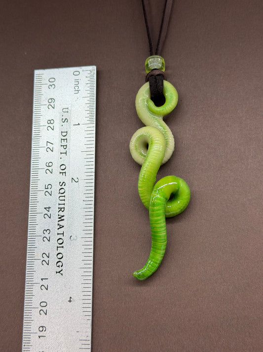 Sidewalk Sharon - Glow in the Dark w/ Uranium Glass Bead Worm Pendant 60