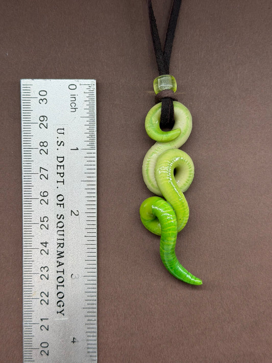 John Pwormk -  Glow in the Dark w/ Uranium Glass Bead Worm Pendant 58