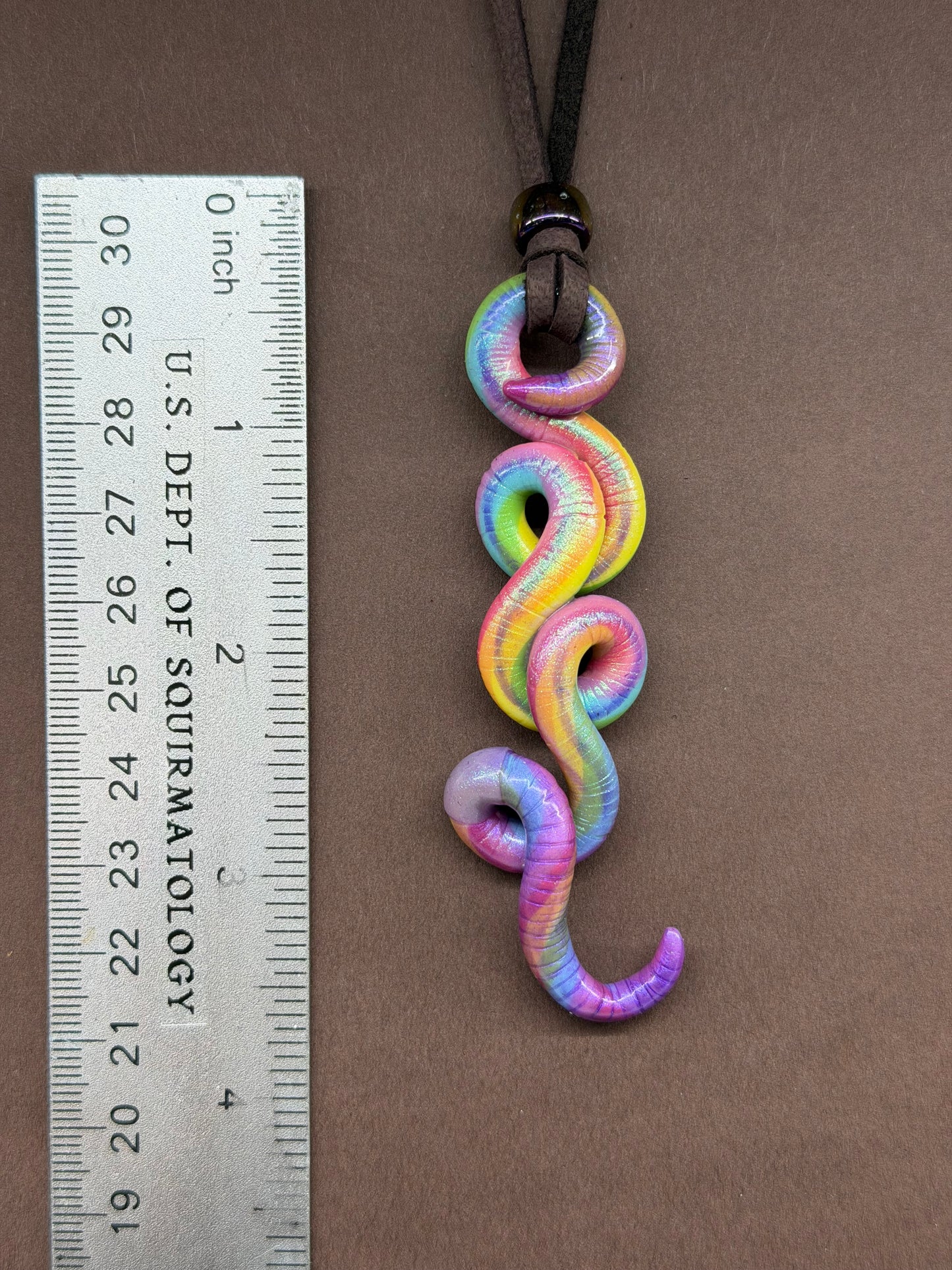 Fred Wurmst - Iridescent Rainbow Worm Pendant 48