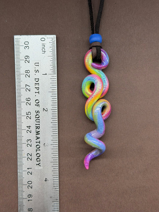 Marcus - Iridescent Rainbow Worm Pendant 46