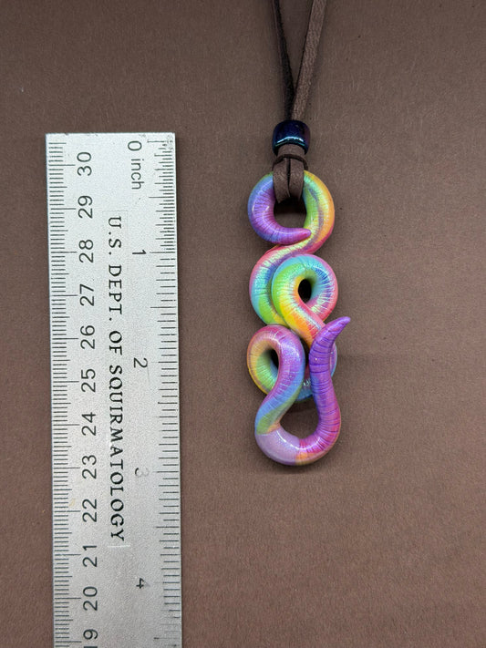 Erica - Iridescent Rainbow Worm Pendant 50