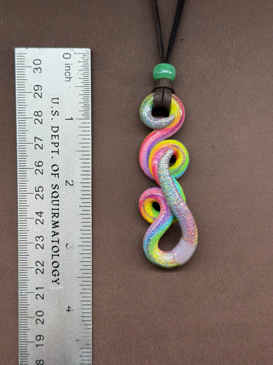 Gandalf the Brown - Holographic-Headed Rainbow Worm Pendant 43