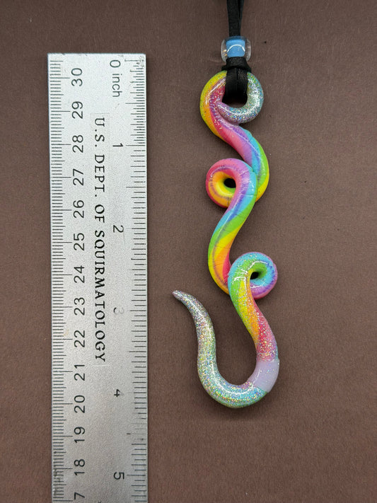 Squeagol - Holographic-Headed Rainbow Worm Pendant 42