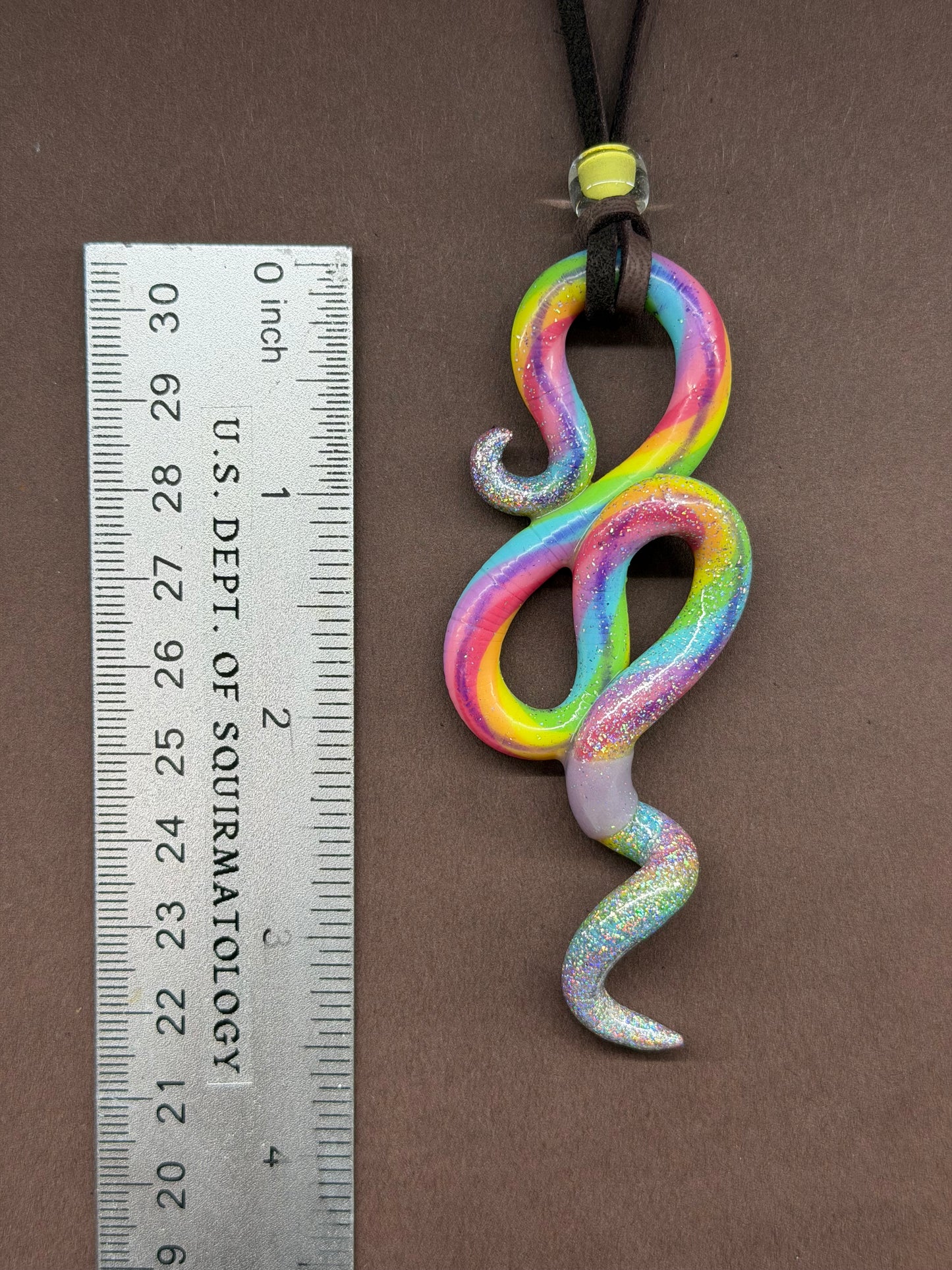 Squiggolas Cage - Holographic-Headed Rainbow Worm Pendant 41
