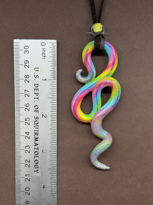 Squiggolas Cage - Holographic-Headed Rainbow Worm Pendant 41