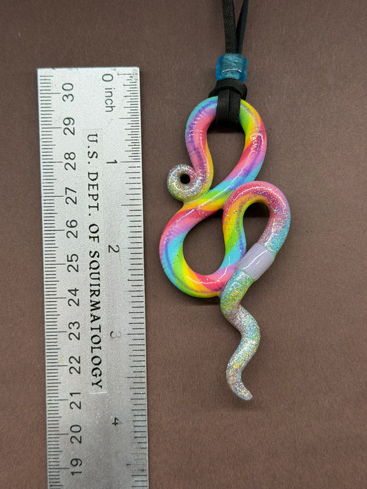 Sauworman - Holographic-Headed Rainbow Worm Pendant 40